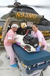 Patient wheeled to Shock Trauma from helicopter